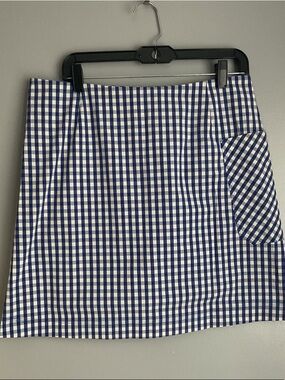 Tory Sport Blue and White Gingham Mini Skirt